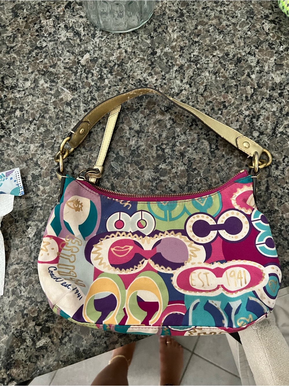 Coach Multicolor Mini Shoulder Bag with Gold Handle - Picture 3 of 11